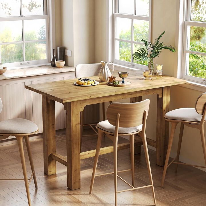 Wooden Bar Dining Table with Counter Height Design for Kitchen and Dining Room