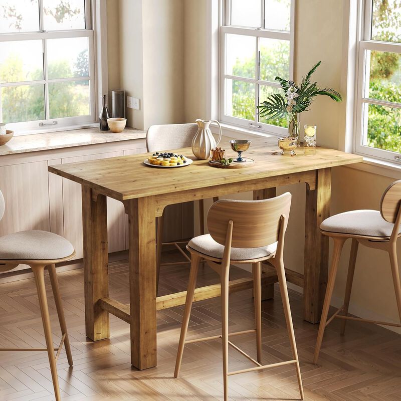 Wooden Bar Dining Table with Counter Height Design for Kitchen and Dining Room image number 1