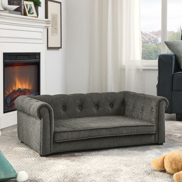 Modern Roll Arm Elevated Dog Sofa Comfortable Pet Couch for Small Medium Dogs