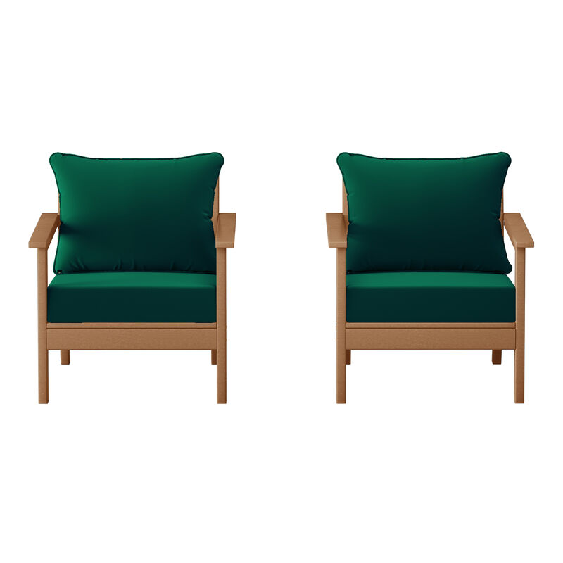 WestinTrends Outdoor Modern HDPE Patio Club Chairs with Deep Seat Cushions (Set of 2) image number 0