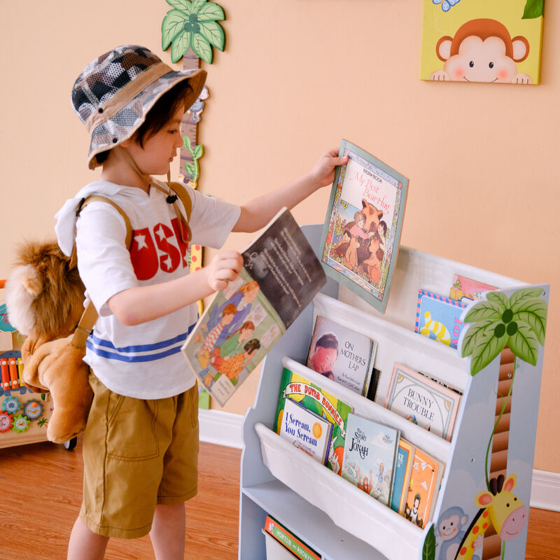 Kids Sunny Safari Display Bookshelf with Storage Drawer, Multi image number 1