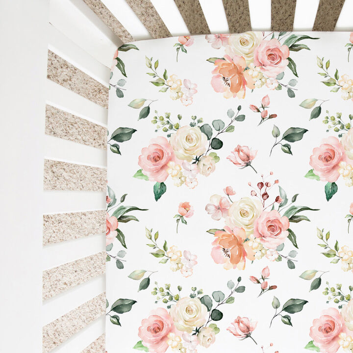Super Soft Fitted Crib Sheet - Peach Floral