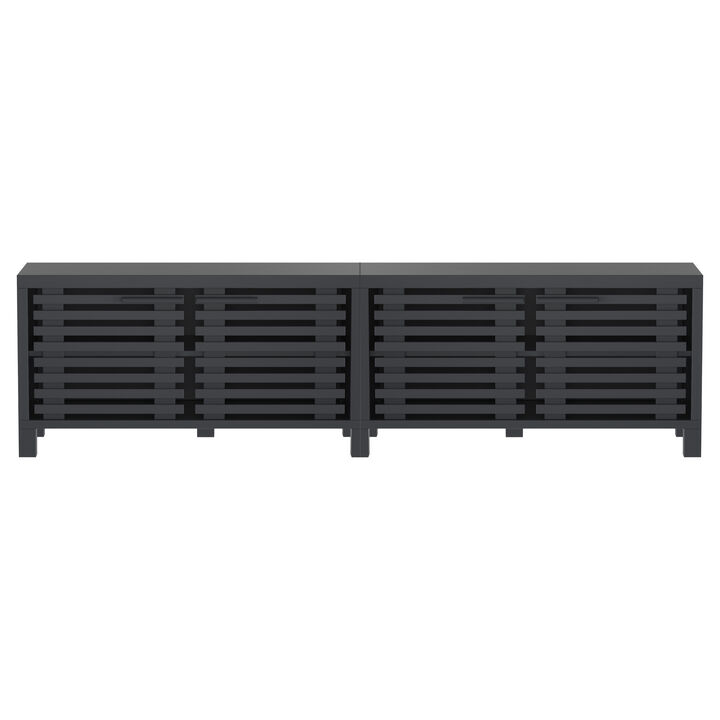 76" Modern Black Modular TV Stand,  Entertainment Center with Storage