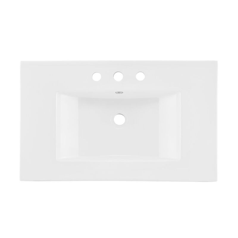 30" 3-Hole Centerset Vanity Sink Top in Glossy White image number 0