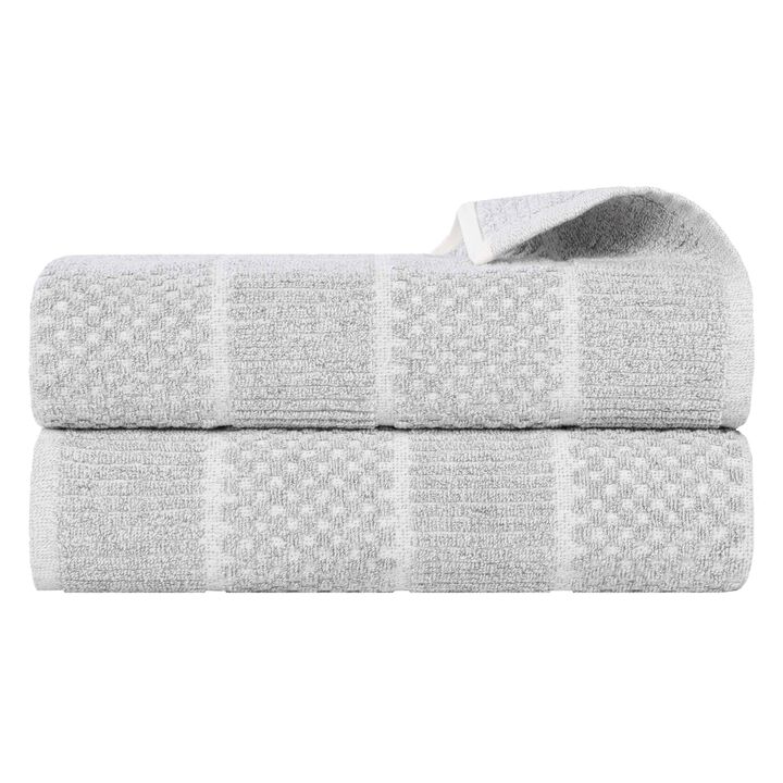 2-Piece Cotton Blend Bath Sheet Set &ndash; Textured Checkered & Ribbed Towels