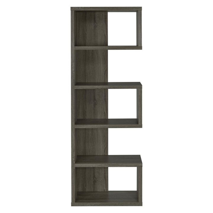Sturdy Semi Backless Wooden Bookcase, Gray