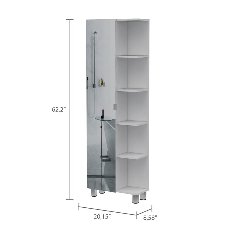 Streamdale Portland 5-Shelf Linen Cabinet With Mirror White image number 5