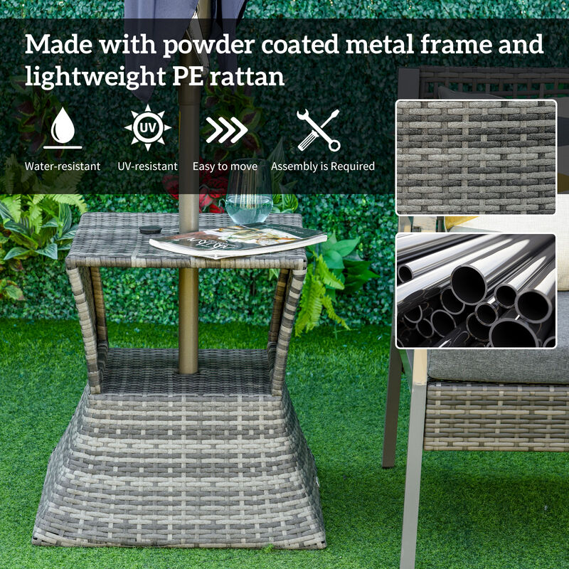 Patio Modren Grey Side Table, Space-Saving For Outdoor Seating image number 3