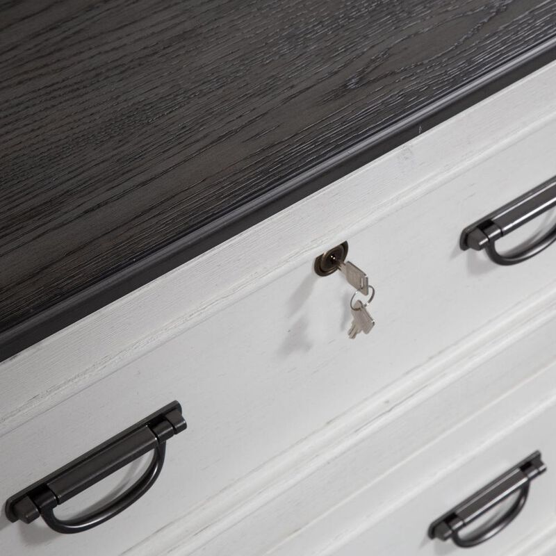 Liberty Furniture Allyson Park Bunching Lateral File Cabinet in Wirebrushed White w/ Charcoal Top image number 3