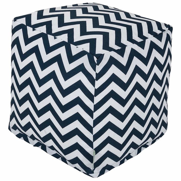 Majestic Home Goods Cube Pouf Chevron Navy