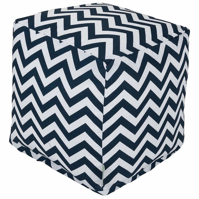 Majestic Home Goods Cube Pouf Chevron Navy