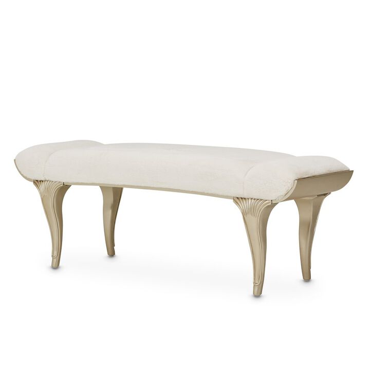 Michael Amini Villa Cherie Bed Bench - Hazelnut