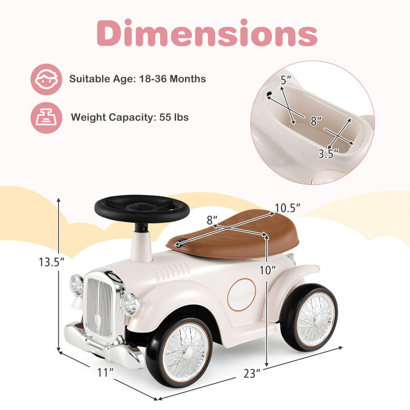 Kids Ride On Sit to Stand Car with Steering Wheel and Storage Compartment image number 2