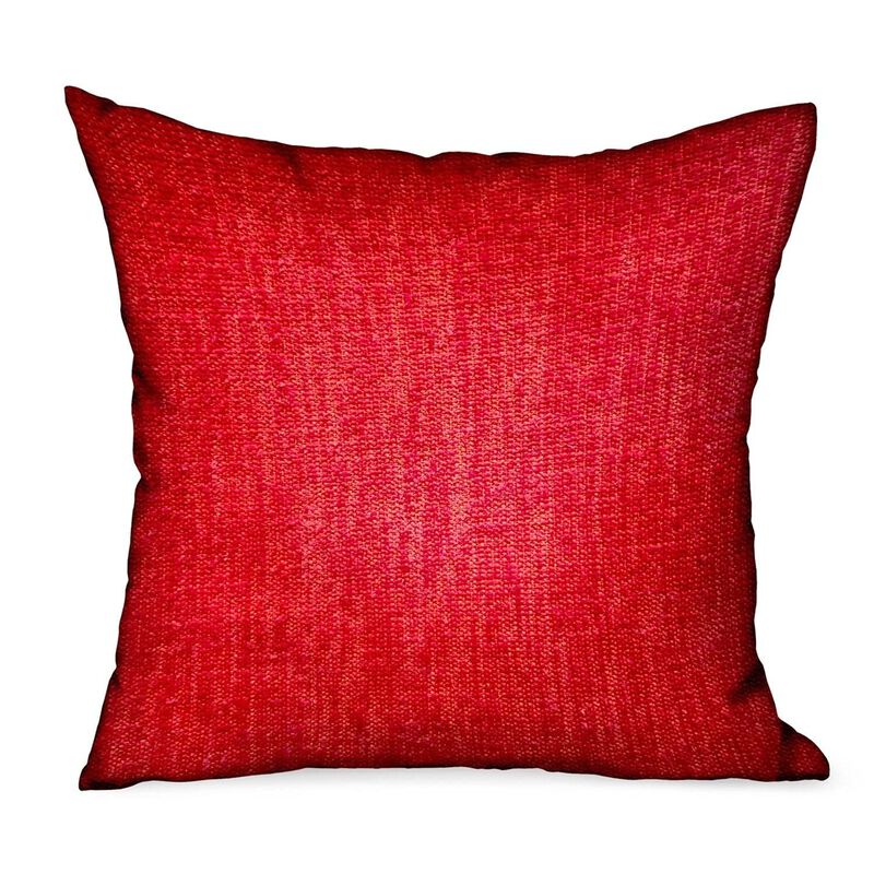 Luxury Scarlet Zest Red Solid Indoor/Outdoor Throw Pillow by Plutus image number 0