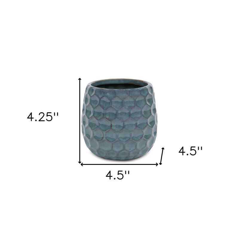 HomeRoots Gray Ceramic 17 Ounce Round Distressed Pot Planter image number 3