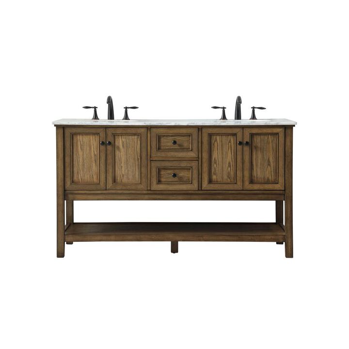 Elegant Kitchen and Bath 60 inch double bathroom vanity in driftwood
