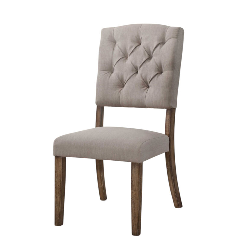 Set of 2 Tufted Upholstered Linen Open Back Dining Side Chairs for Dining Room