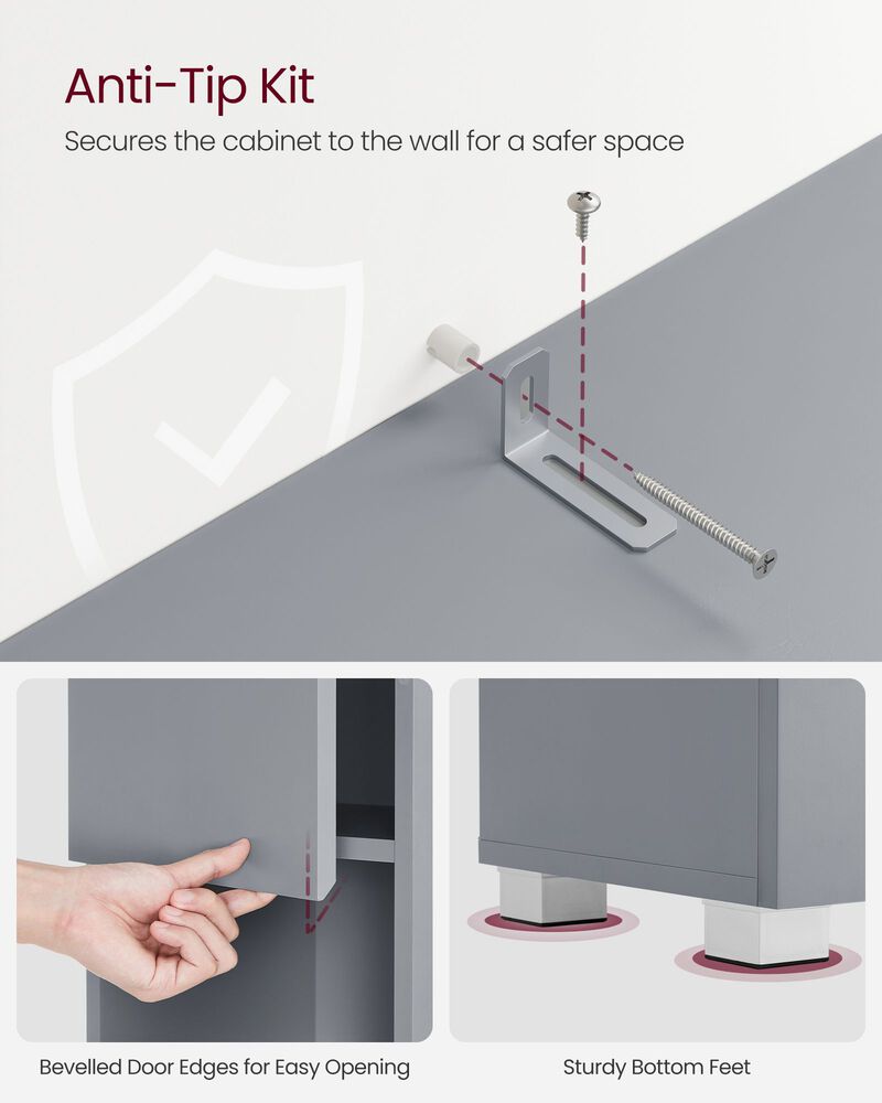 Slim Bathroom Storage Cabinet with Shelves and Drawer for Small Space Organization