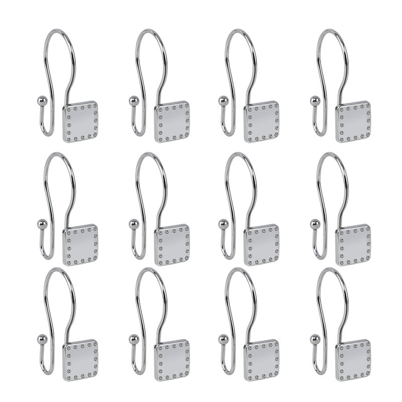 Metal Double Shower Curtain Hooks, Set of 12 image number 3