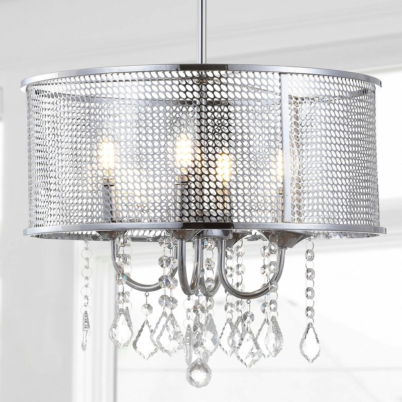 Avah Metal/Crystal Adjustable LED Drop Chandelier