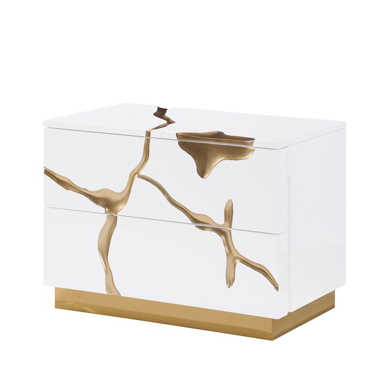Best Master Furniture Trevello High-Gloss Lacquered Right Nightstand, Gold Accents (Black) image number 0