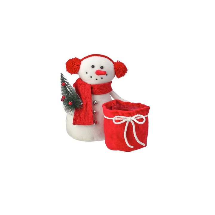 9.5" Snowman in Earmuffs with Pot Holder Christmas Plush Figure
