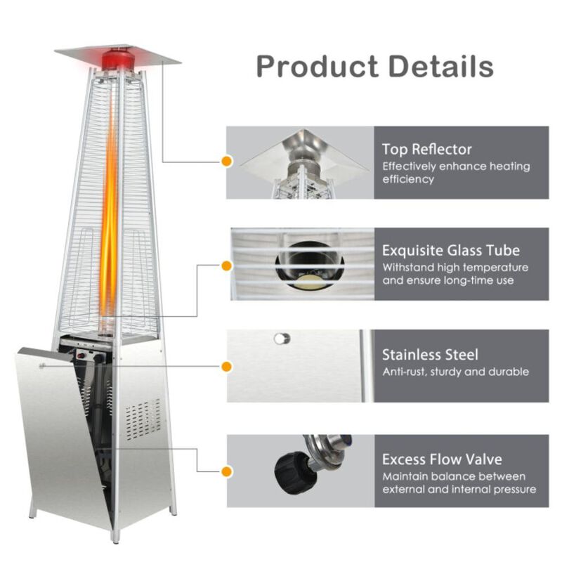 Hivvago 42000 BTU Pyramid Patio Heater with Wheels