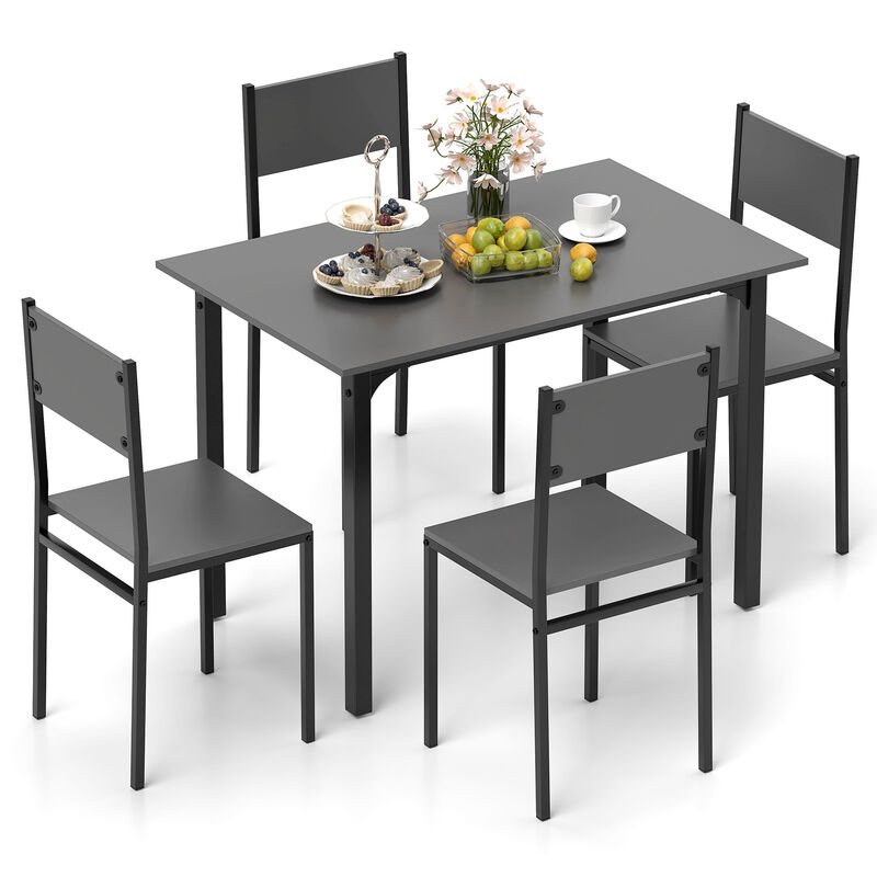 5-Piece Kitchen Dining Set with Industrial Table and 4 Chairs