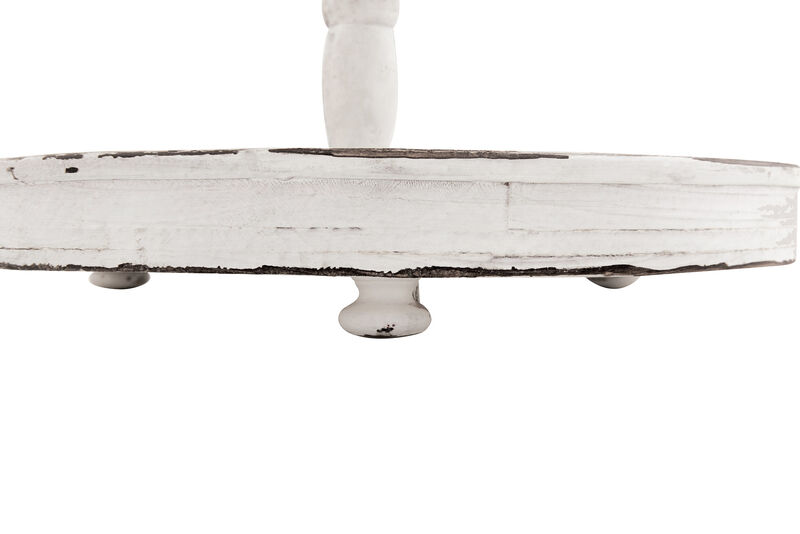 Distressed Cream Wood 2-Tier Tray with Metal Handle image number 5