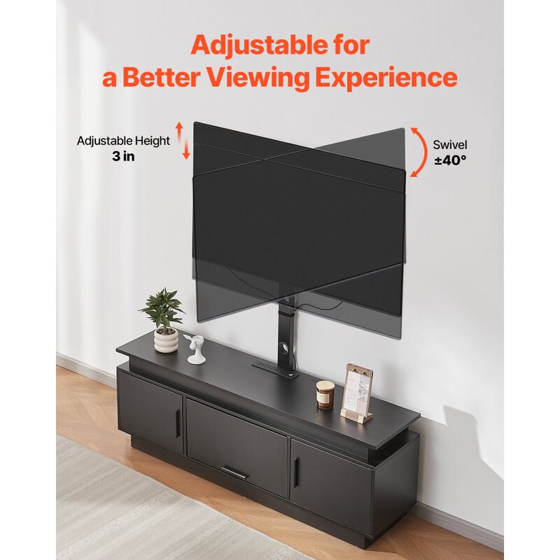 TV Console with Mount for Up to 75 Inch TVs, LED Lights, Power Outlet, 3-Tier Storage Shelves-Black image number 5