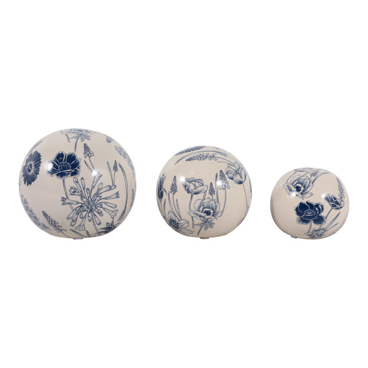 S/3 4/5/6" Floral Orbs