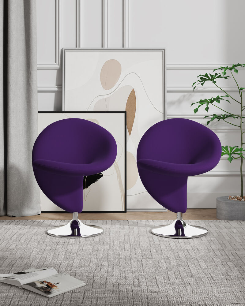 Curl Purple Swivel Accent Chairs (Set of 2)