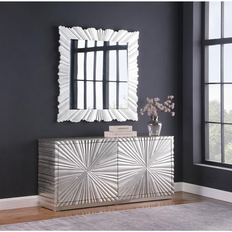 Best Master Furniture Lacy Metallic Silver Sheen Sideboard