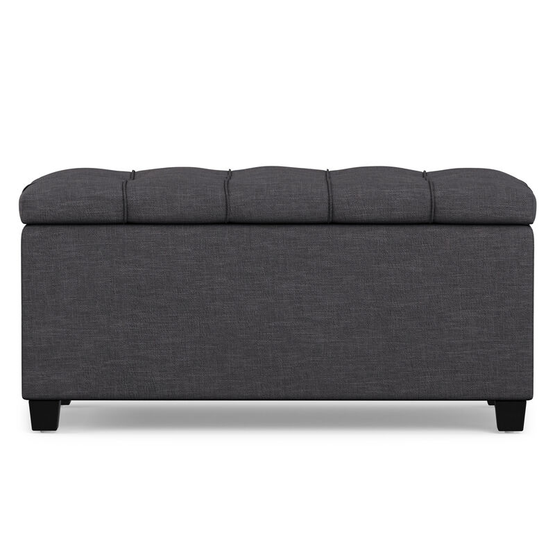 Sienna 33 inch Wide Transitional Rectangle Storage Ottoman Bench in Slate Grey Linen Look Fabric, Assembled image number 6