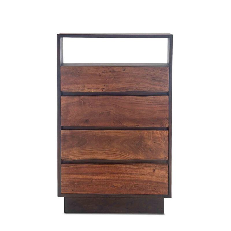 World Interiors Palermo 34-Inch Acacia Wood Live Edge Dresser in Raw Walnut Finish