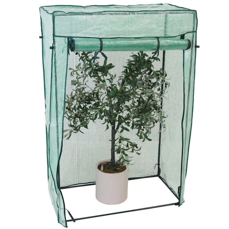Sunnydaze Large Iron Polyethylene Cover Portable Plant Greenhouse - Green