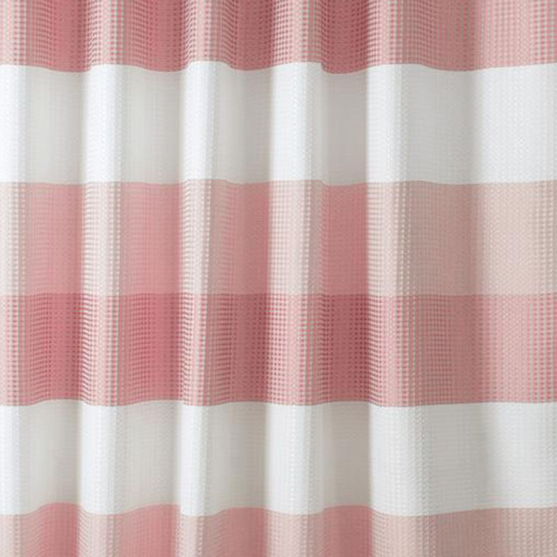 Olivia Gray Glamor Fade-resistant Striped Waffle Jacquard Shower Curtain with 12 Reinforced Stitched Buttonholes - 70-inch x 72-inch - Blue