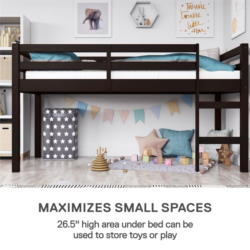 Atwater Living Ashe Junior Wooden Loft Bed, Twin, Espresso