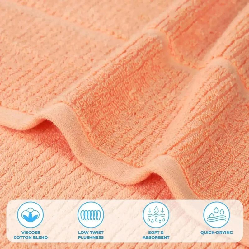Solid Ribbed Viscose Cotton Blend Towel Set for Everyday Use image number 5