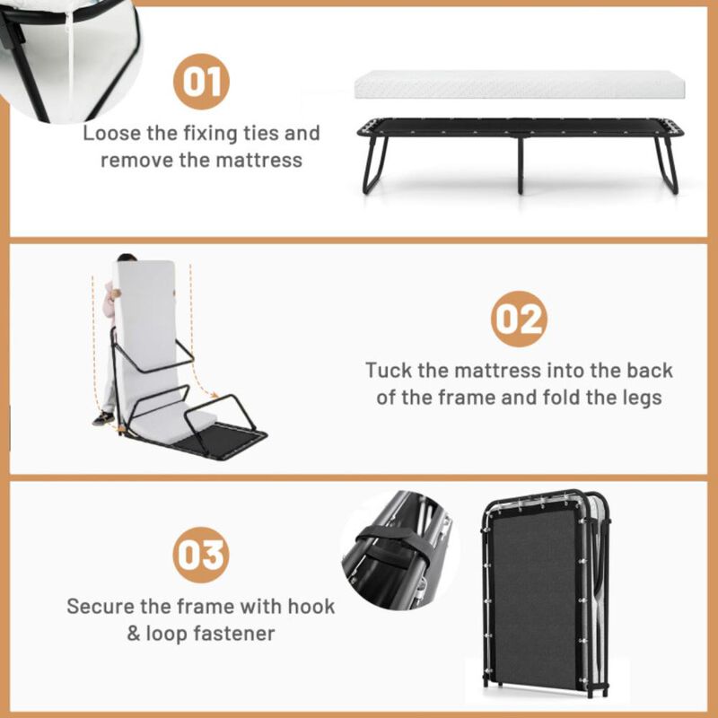 Hivvago Folding Bed with Mattress Cot Size with Memory Foam