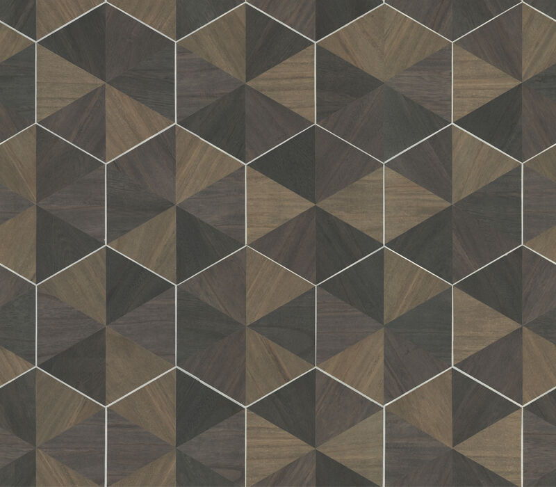 Hexagram Wood Veneer Wallpaper image number 1