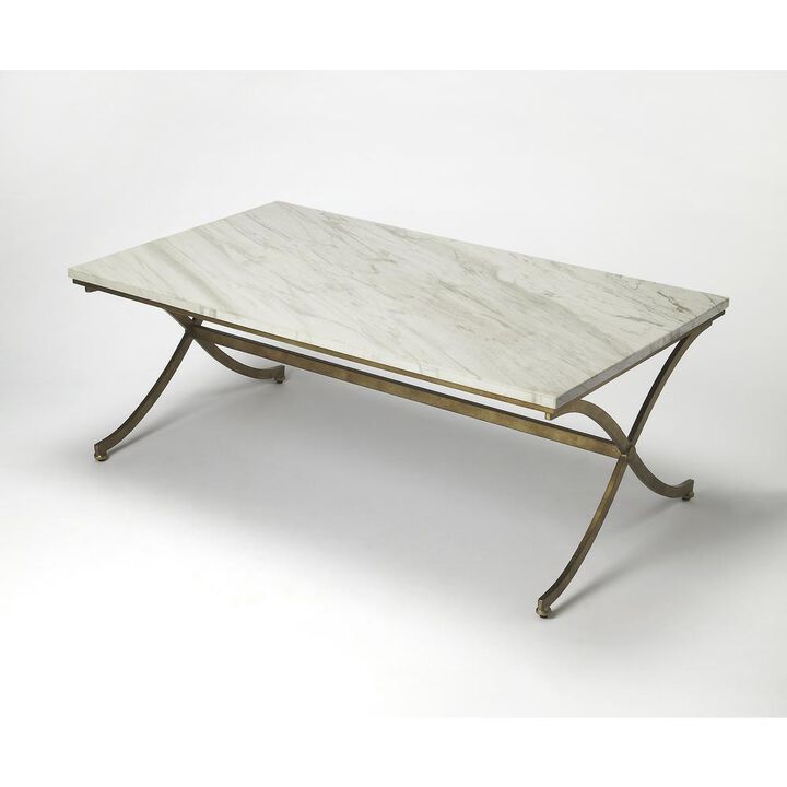 Butler Specialty Pamina Marble Coffee Table, Gold