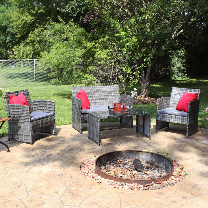 Sunnydaze Ardfield Rattan 4-Piece Patio Furniture Set