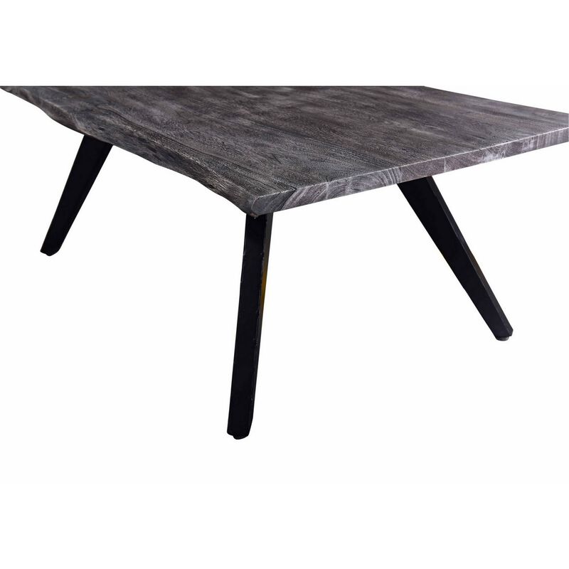 Chad 60 Inch Console Side Table, Dark Gray Acacia Wood, Black Angled Legs-Benzara image number 4