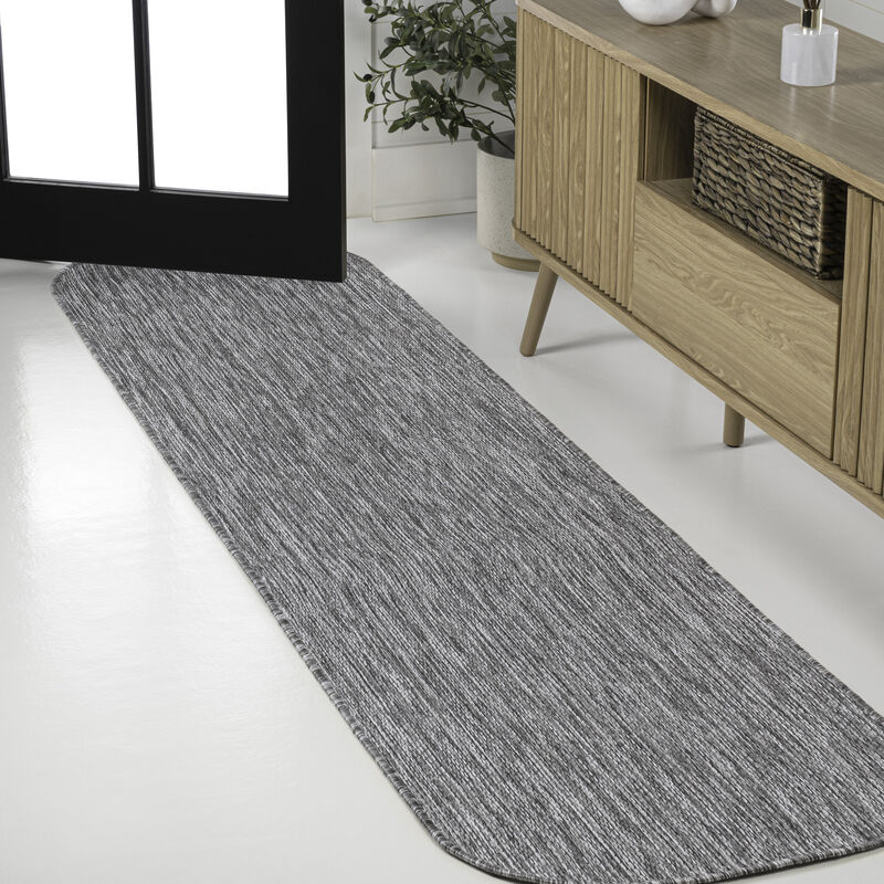 Miles Modern Minimalist Radius Corner Solid Indoor/Outdoor Shaped Area Rug
