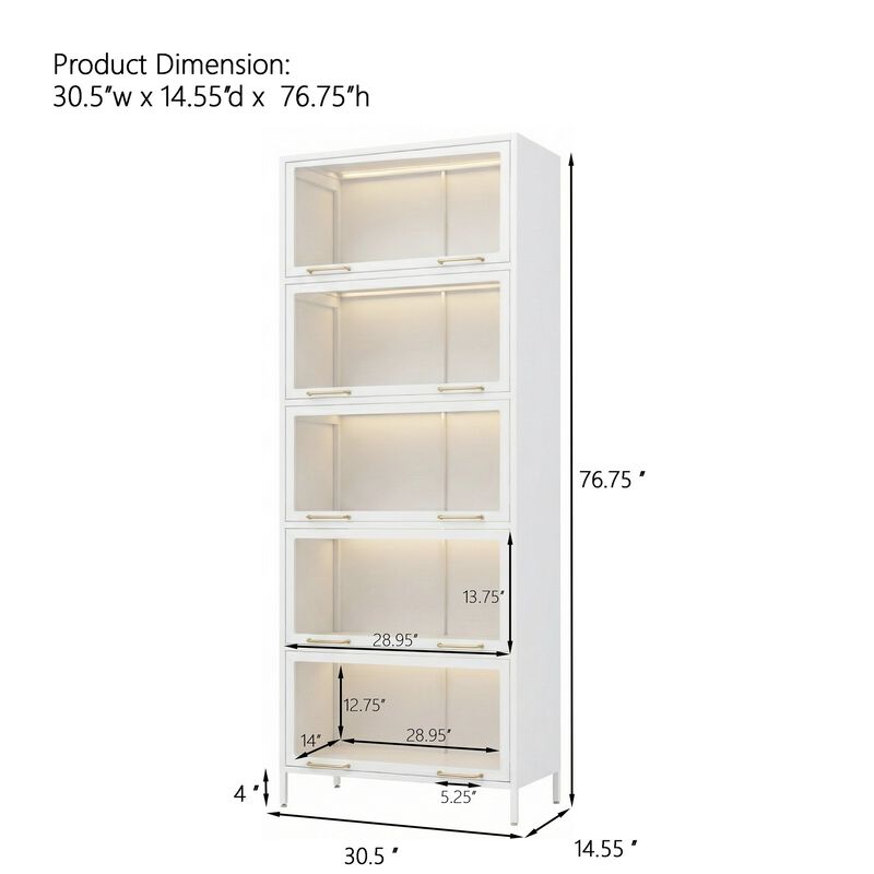 Wimnux Modern LED Lighted Metal Display Cabinet image number 9