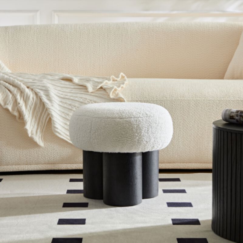 GOODSILO Versatile Mushroom Stool with Plush Wool Seat - Compact Multi-Functional Footrest and Accent Furniture Piece image number 4