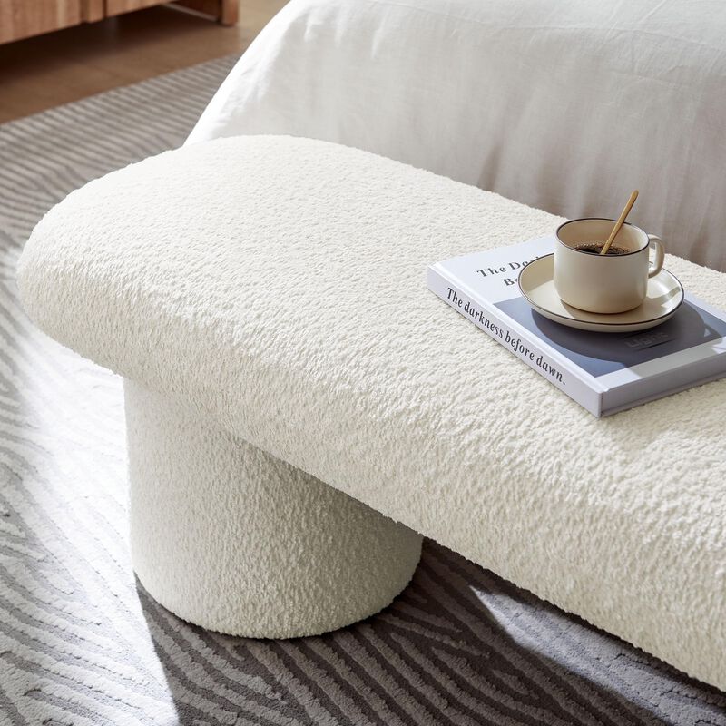 Modway Orla Chenille Upholstered Bench in Cream image number 5