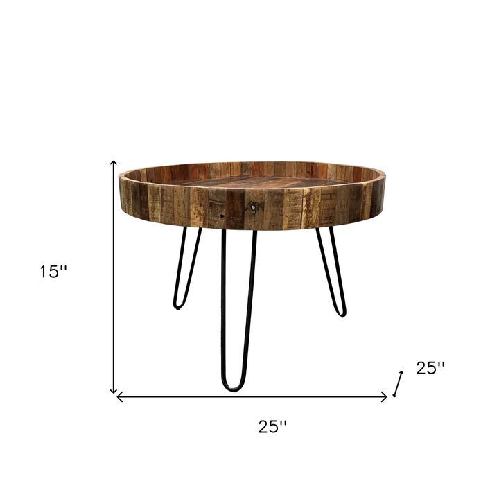 Set of 2 Solid Wood and Iron Round End Tables, Perfect for Living Room or Bedroom