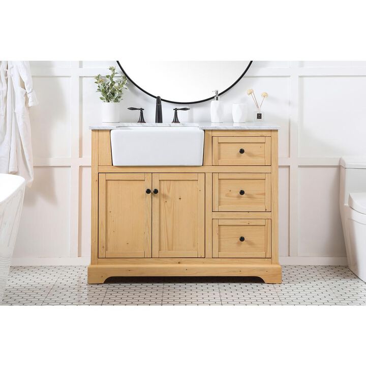 Elegant Kitchen and Bath 42 inch Single bathroom vanity in natural wood